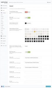 Onepage Header Settings