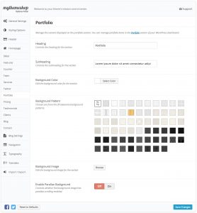 Onepage Portfolio Settings